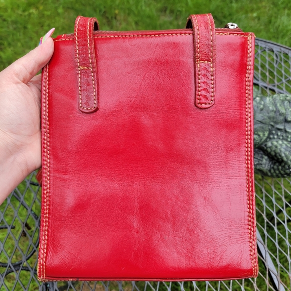 Vintage Women's Western Red Hand Tooled Leather Purse Bag - Picture 11 of 15